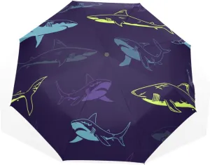 Poeticcity Rain Travel Umbrella, Hand Open Close Windproof Waterproof Folding Umbrella, Compact Canopy Strong Ray Parasol Umbrella