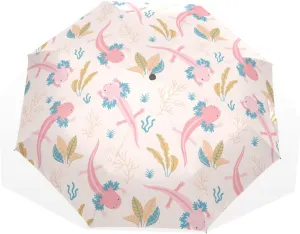 Poeticcity Rain Travel Umbrella, Hand Open Close Windproof Waterproof Folding Umbrella, Compact Canopy Strong Ray Parasol Umbrella