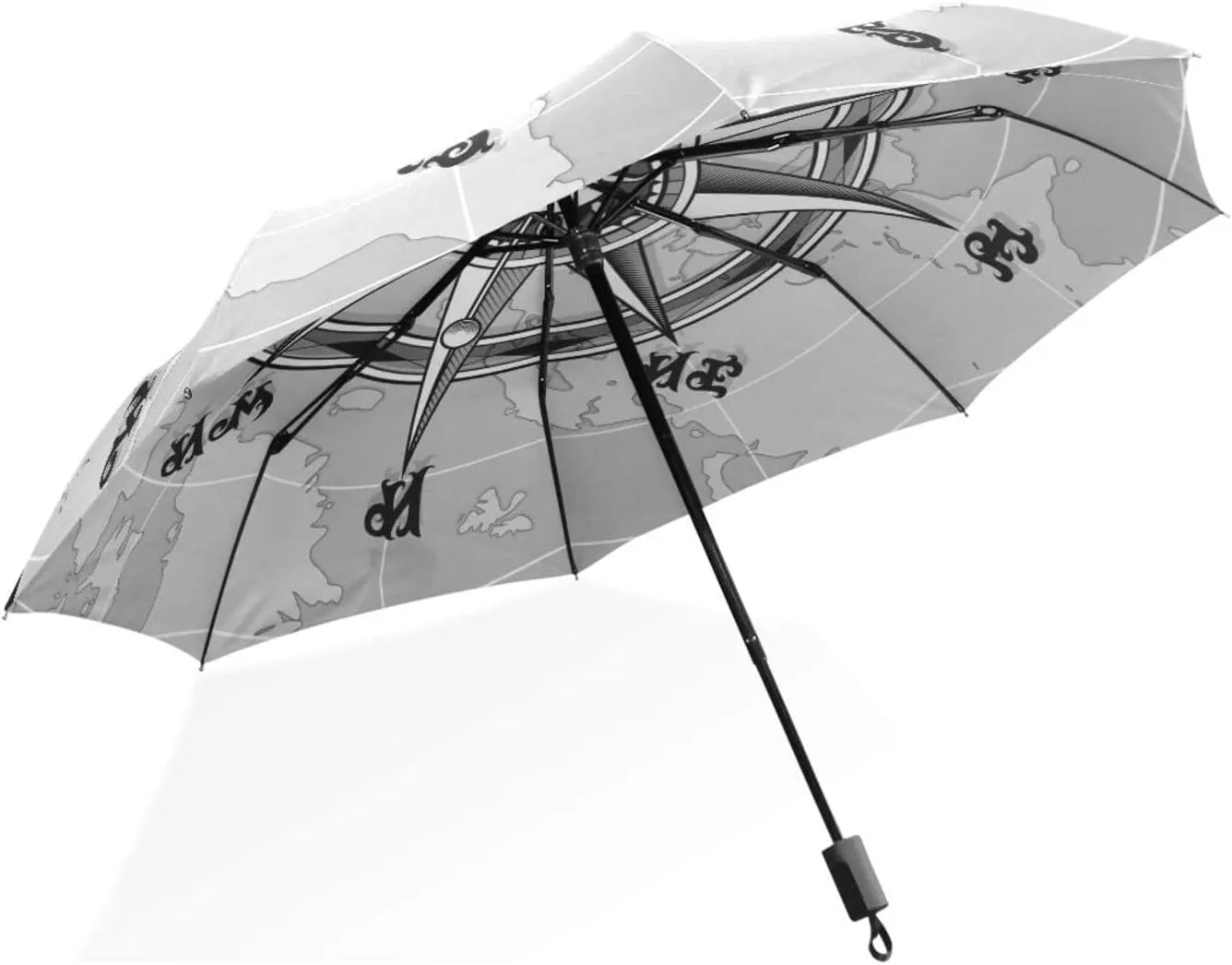 Poeticcity Rain Travel Umbrella, Hand Open Close Windproof Waterproof Folding Umbrella, Compact Canopy Strong Ray Parasol Umbrella