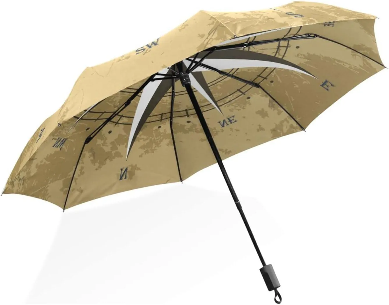 Poeticcity Rain Travel Umbrella, Hand Open Close Windproof Waterproof Folding Umbrella, Compact Canopy Strong Ray Parasol Umbrella
