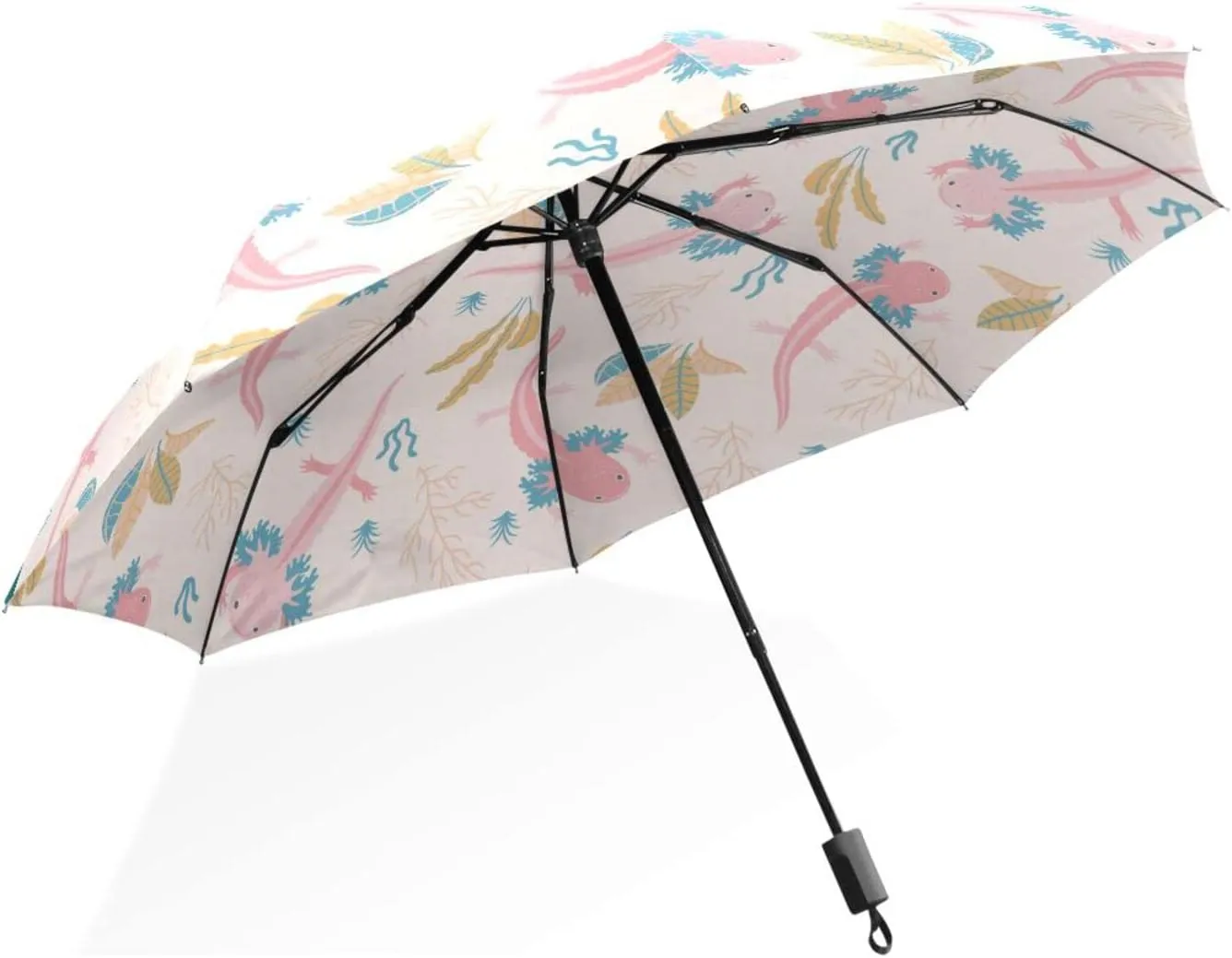 Poeticcity Rain Travel Umbrella, Hand Open Close Windproof Waterproof Folding Umbrella, Compact Canopy Strong Ray Parasol Umbrella