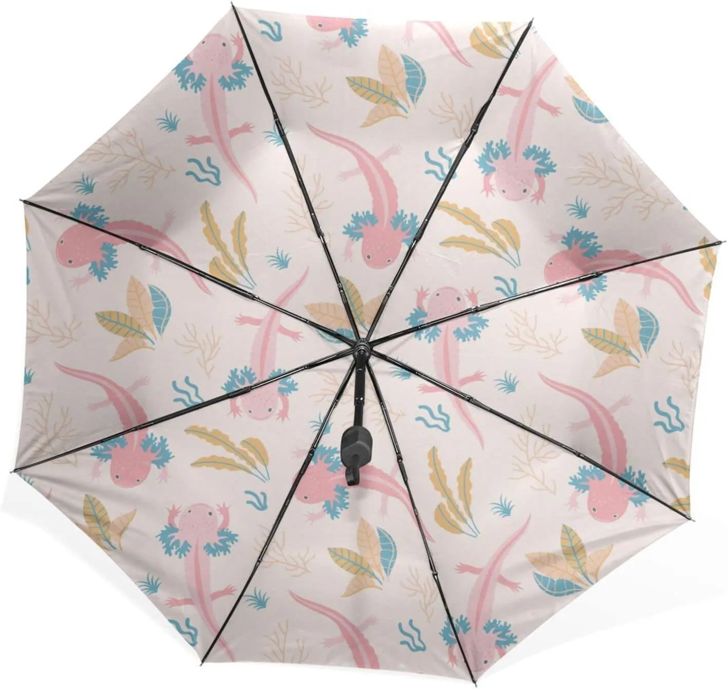Poeticcity Rain Travel Umbrella, Hand Open Close Windproof Waterproof Folding Umbrella, Compact Canopy Strong Ray Parasol Umbrella