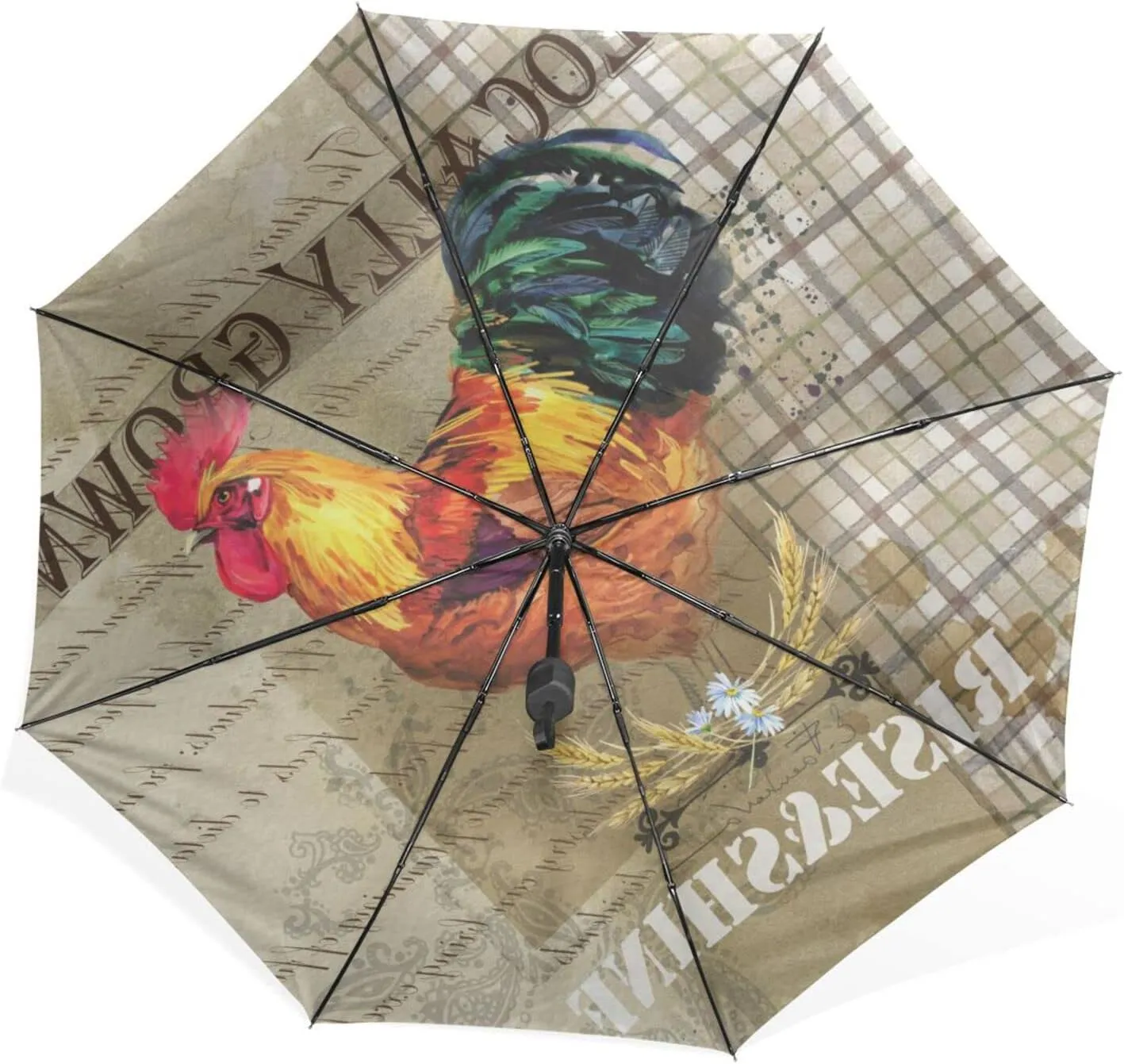 Poeticcity Rain Travel Umbrella, Hand Open Close Windproof Waterproof Folding Umbrella, Compact Canopy Strong Ray Parasol Umbrella