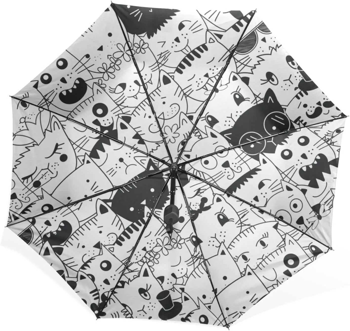Poeticcity Rain Travel Umbrella, Hand Open Close Windproof Waterproof Folding Umbrella, Compact Canopy Strong Ray Parasol Umbrella