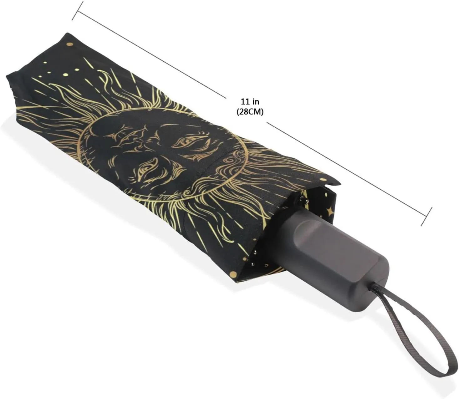 Poeticcity Rain Travel Umbrella, Hand Open Close Windproof Waterproof Folding Umbrella, Compact Canopy Strong Ray Parasol Umbrella