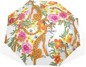 Poeticcity Rain Travel Umbrella, Hand Open Close Windproof Waterproof Folding Umbrella, Compact Canopy Strong Ray Parasol Umbrella