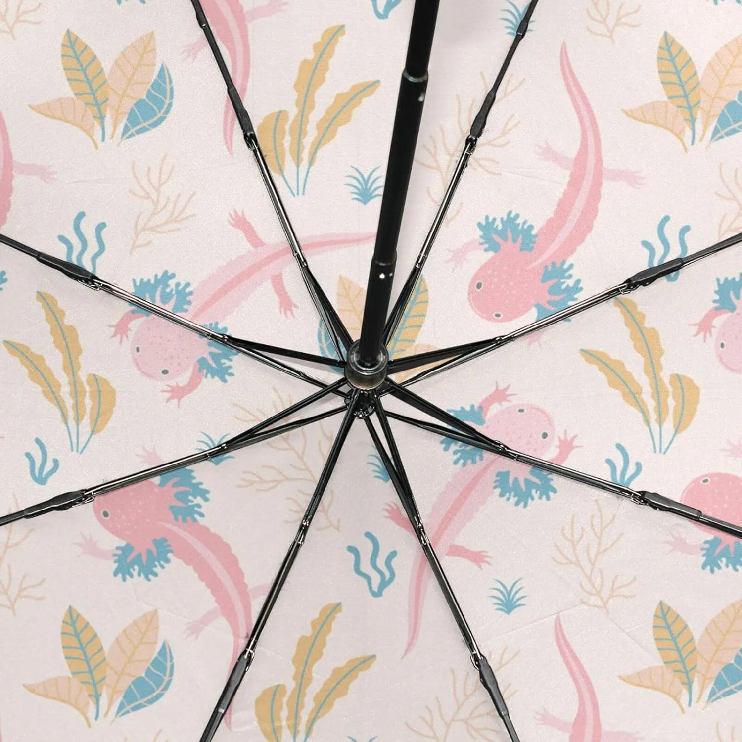 Poeticcity Rain Travel Umbrella, Hand Open Close Windproof Waterproof Folding Umbrella, Compact Canopy Strong Ray Parasol Umbrella