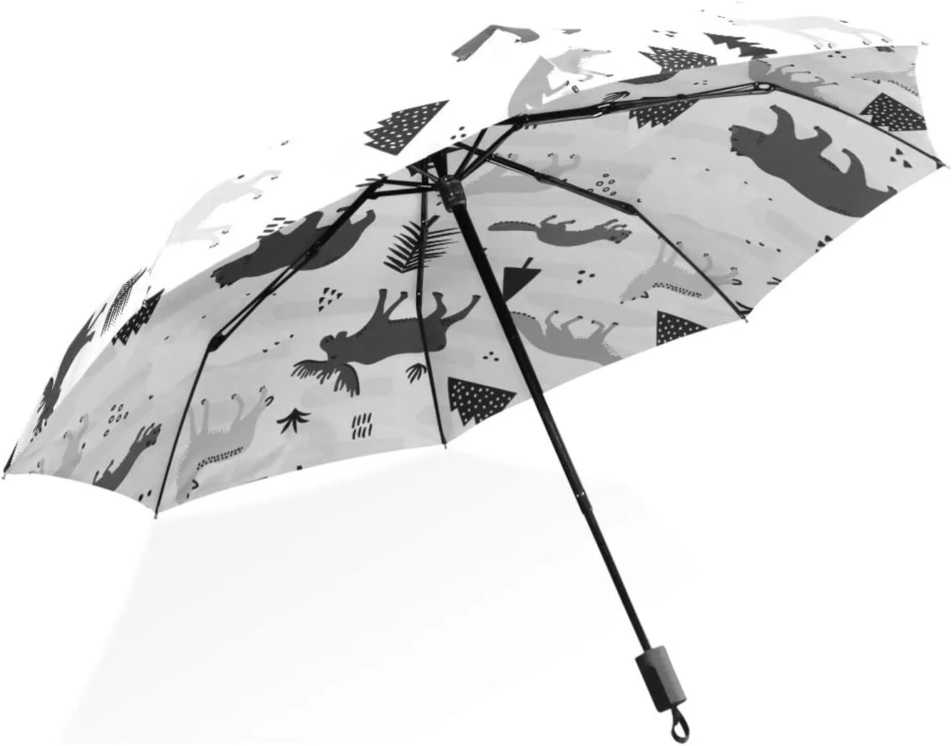 Poeticcity Rain Travel Umbrella, Hand Open Close Windproof Waterproof Folding Umbrella, Compact Canopy Strong Ray Parasol Umbrella