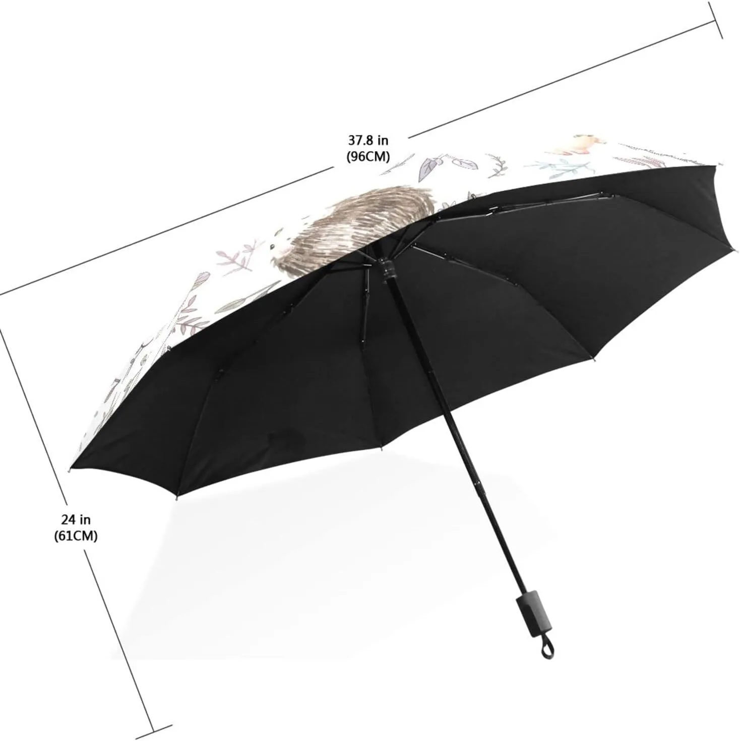 Poeticcity Travel Umbrella, Hand Open Close Windproof Waterproof Folding Umbrella, Black Tape Compact Canopy Strong Anti UV Ray Parasol