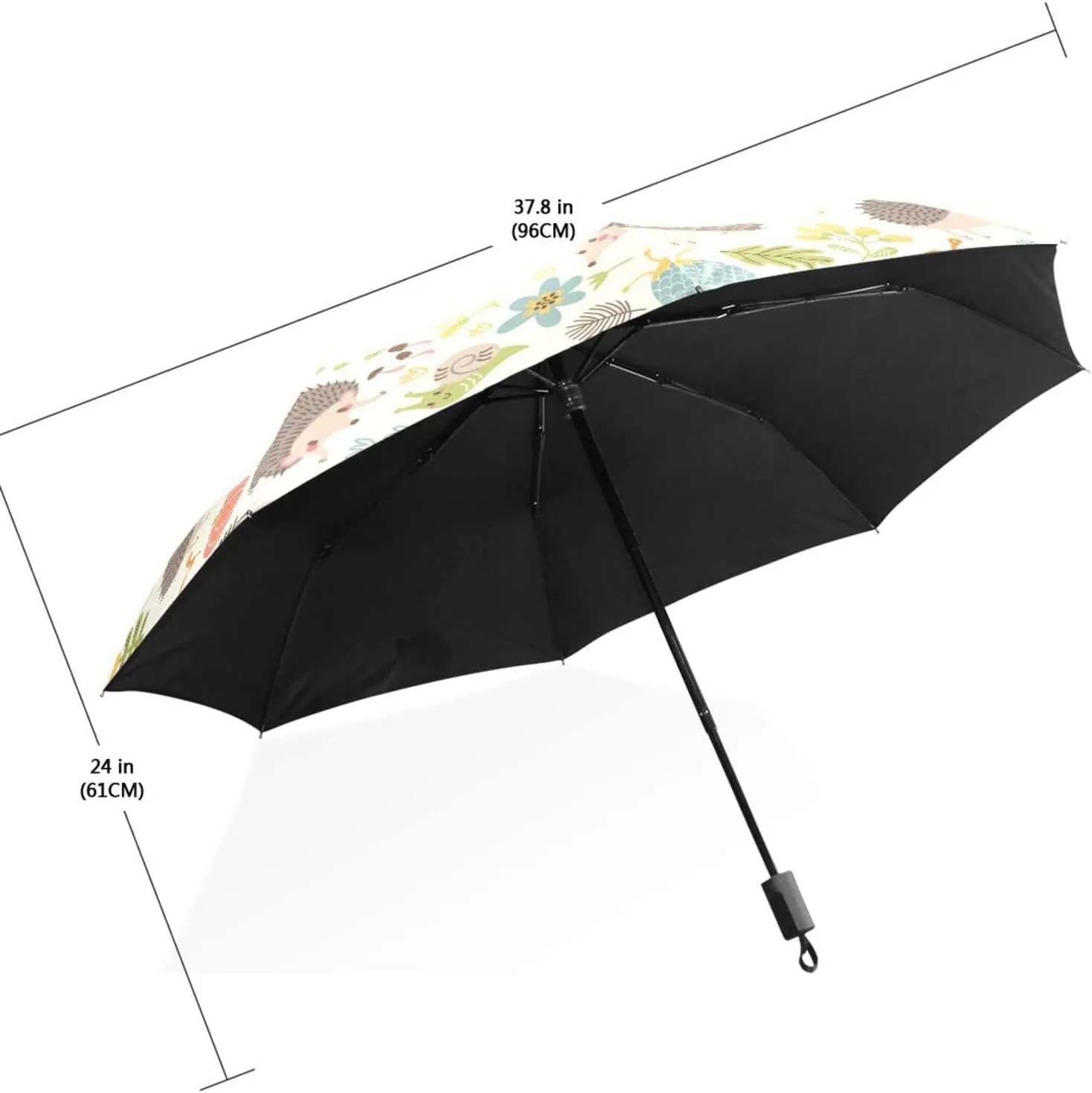 Poeticcity Travel Umbrella, Hand Open Close Windproof Waterproof Folding Umbrella, Black Tape Compact Canopy Strong Anti UV Ray Parasol