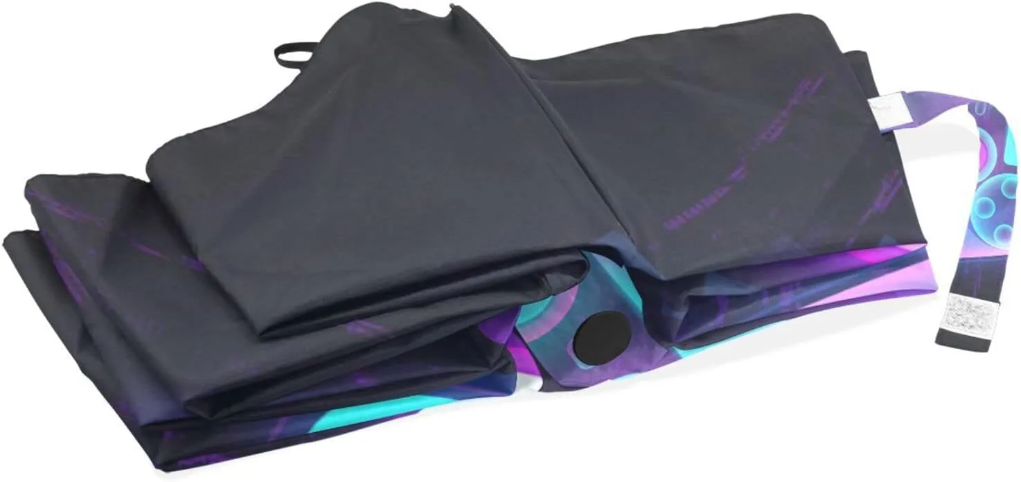 Poeticcity Travel Umbrella, Hand Open Close Windproof Waterproof Folding Umbrella, Black Tape Compact Canopy Strong Anti UV Ray Parasol