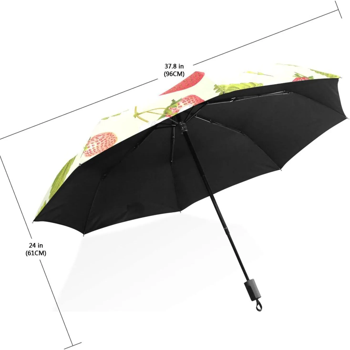 Poeticcity Travel Umbrella, Hand Open Close Windproof Waterproof Folding Umbrella, Black Tape Compact Canopy Strong Anti UV Ray Parasol