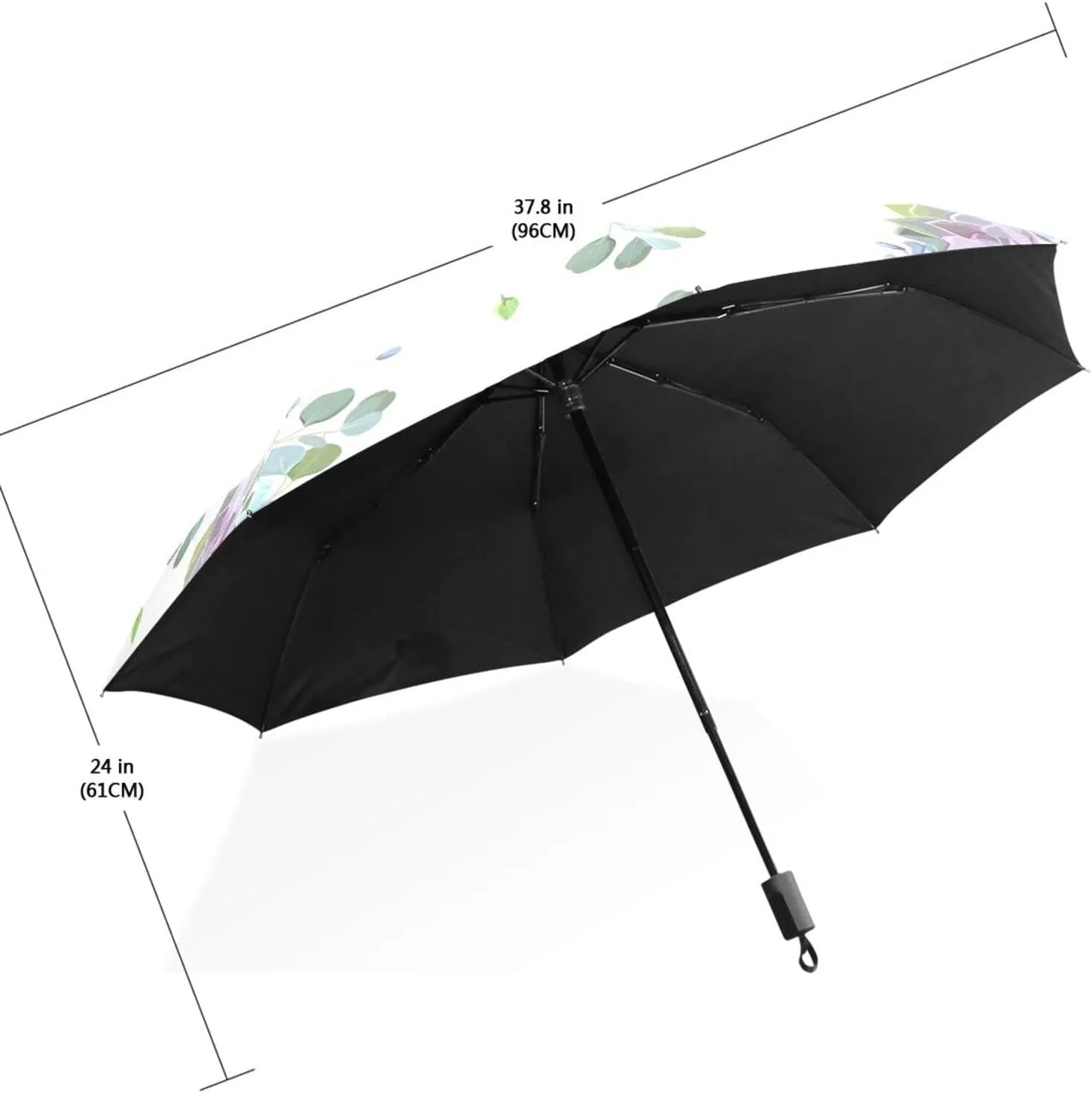Poeticcity Travel Umbrella, Hand Open Close Windproof Waterproof Folding Umbrella, Black Tape Compact Canopy Strong Anti UV Ray Parasol