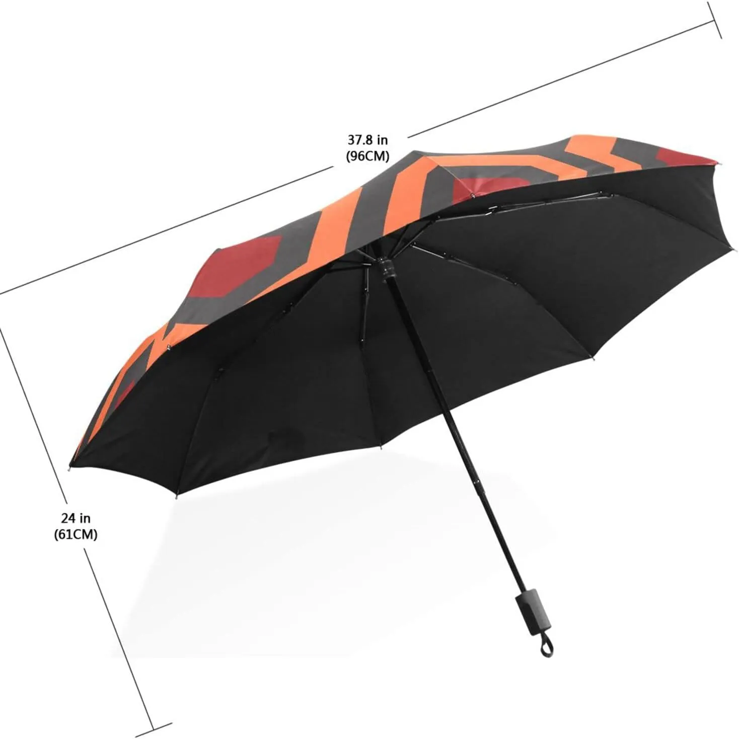 Poeticcity Travel Umbrella, Hand Open Close Windproof Waterproof Folding Umbrella, Black Tape Compact Canopy Strong Anti UV Ray Parasol