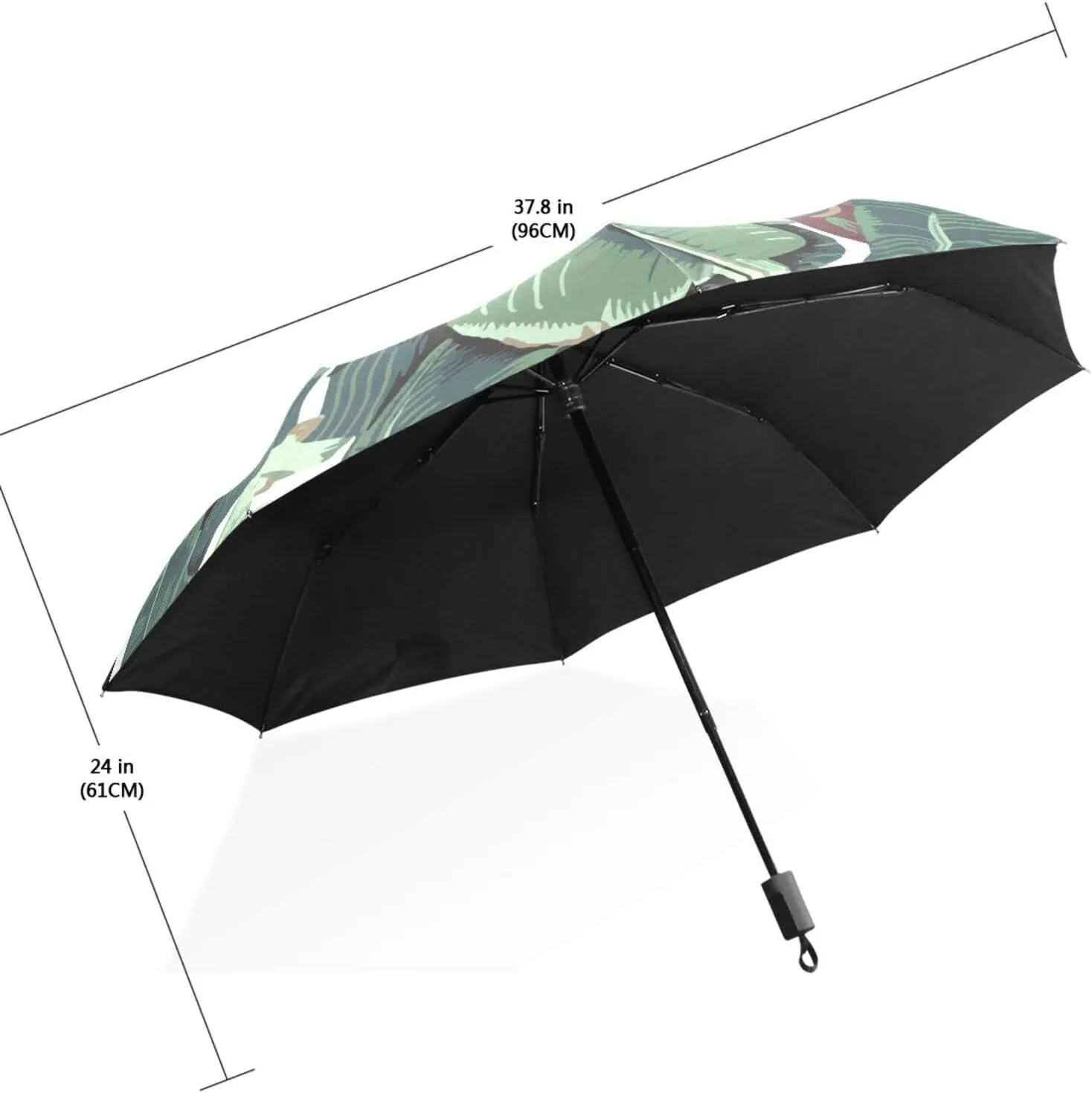 Poeticcity Travel Umbrella, Hand Open Close Windproof Waterproof Folding Umbrella, Black Tape Compact Canopy Strong Anti UV Ray Parasol