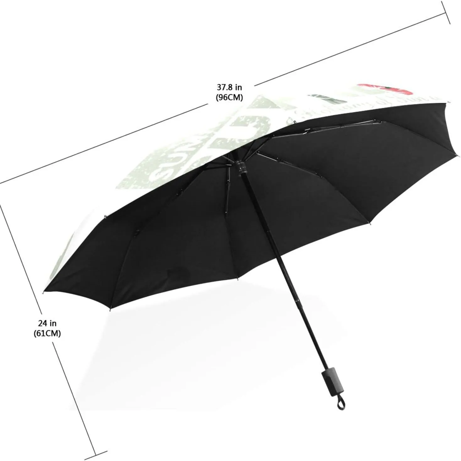 Poeticcity Travel Umbrella, Hand Open Close Windproof Waterproof Folding Umbrella, Black Tape Compact Canopy Strong Anti UV Ray Parasol
