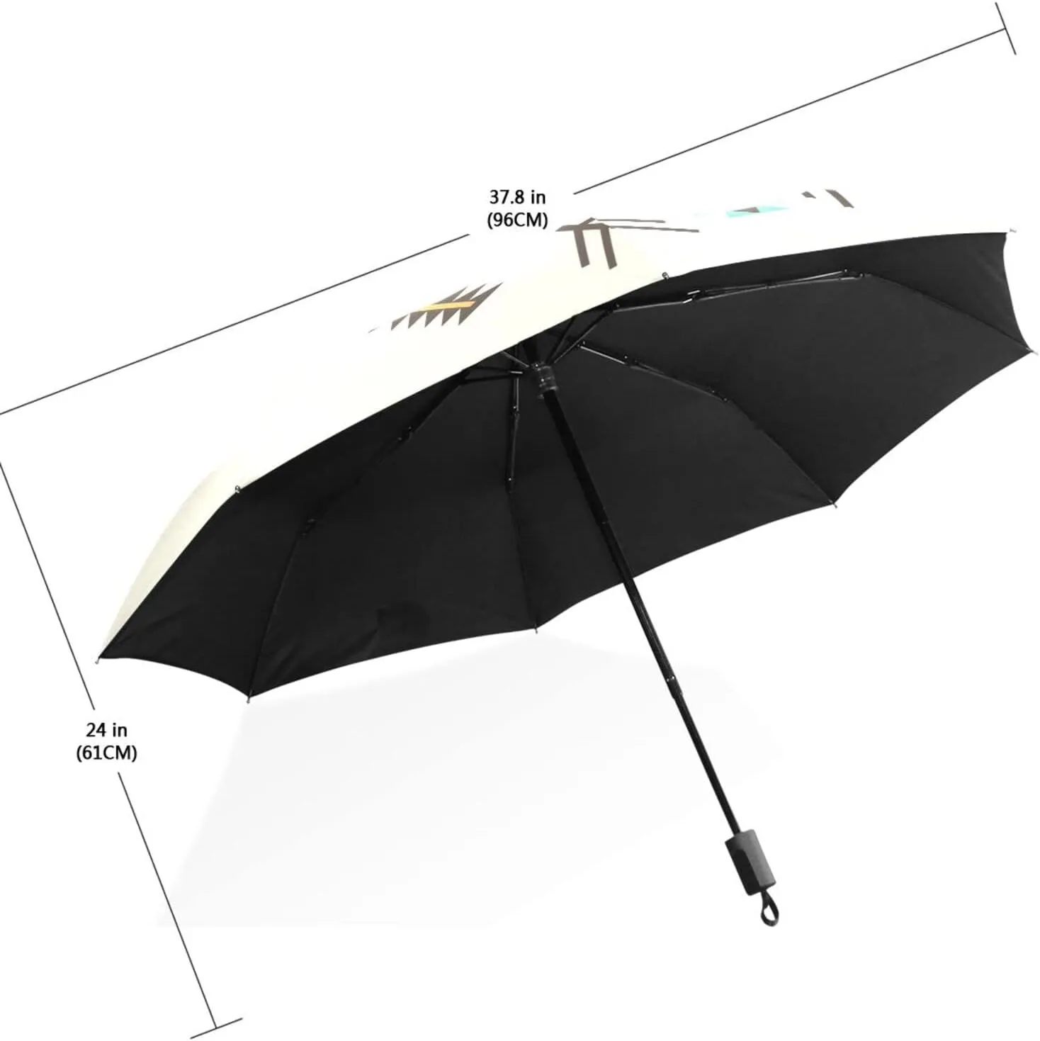 Poeticcity Travel Umbrella, Hand Open Close Windproof Waterproof Folding Umbrella, Black Tape Compact Canopy Strong Anti UV Ray Parasol