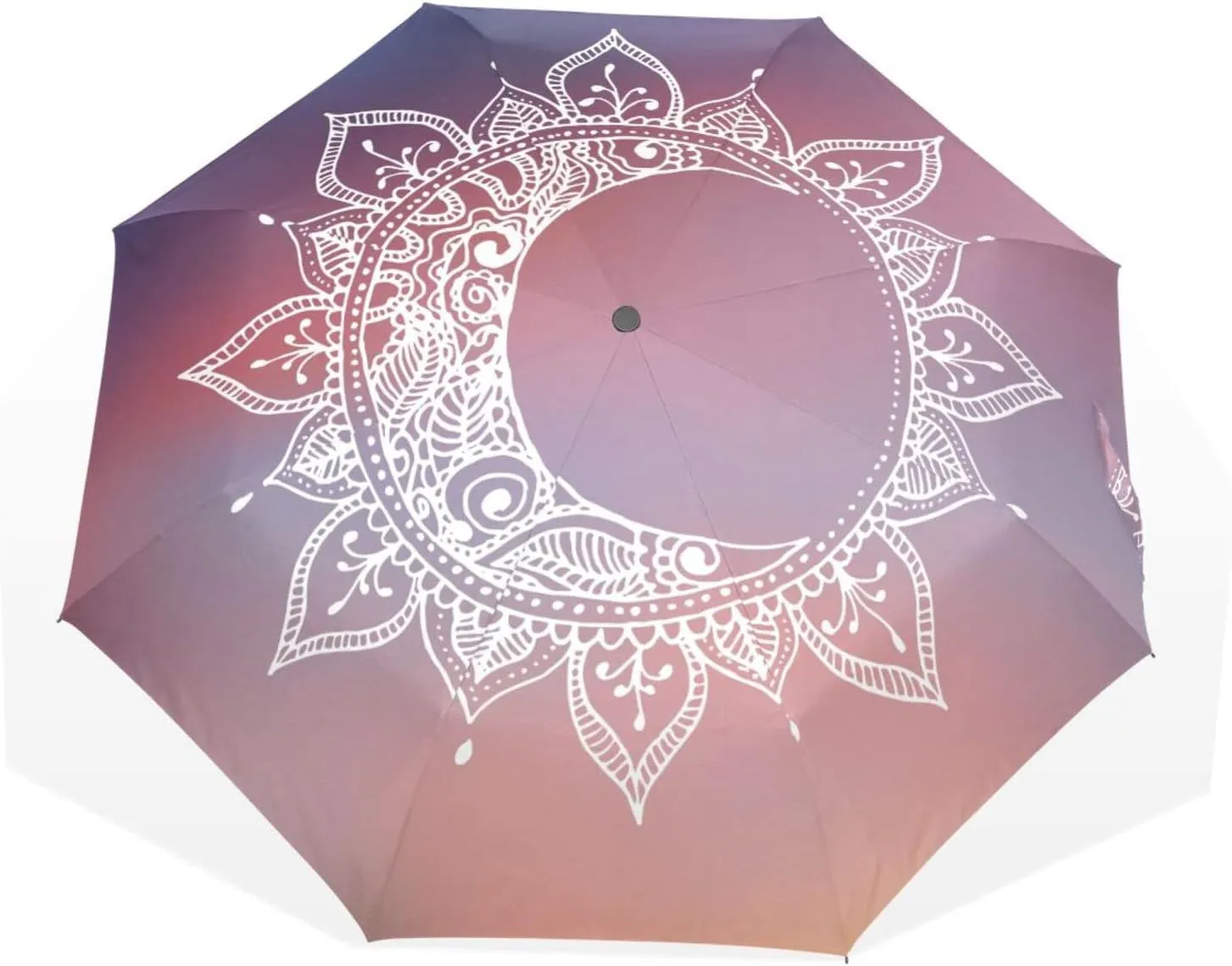 Poeticcity Travel Umbrella, Hand Open Close Windproof Waterproof Folding Umbrella, Black Tape Compact Canopy Strong Anti UV Ray Parasol