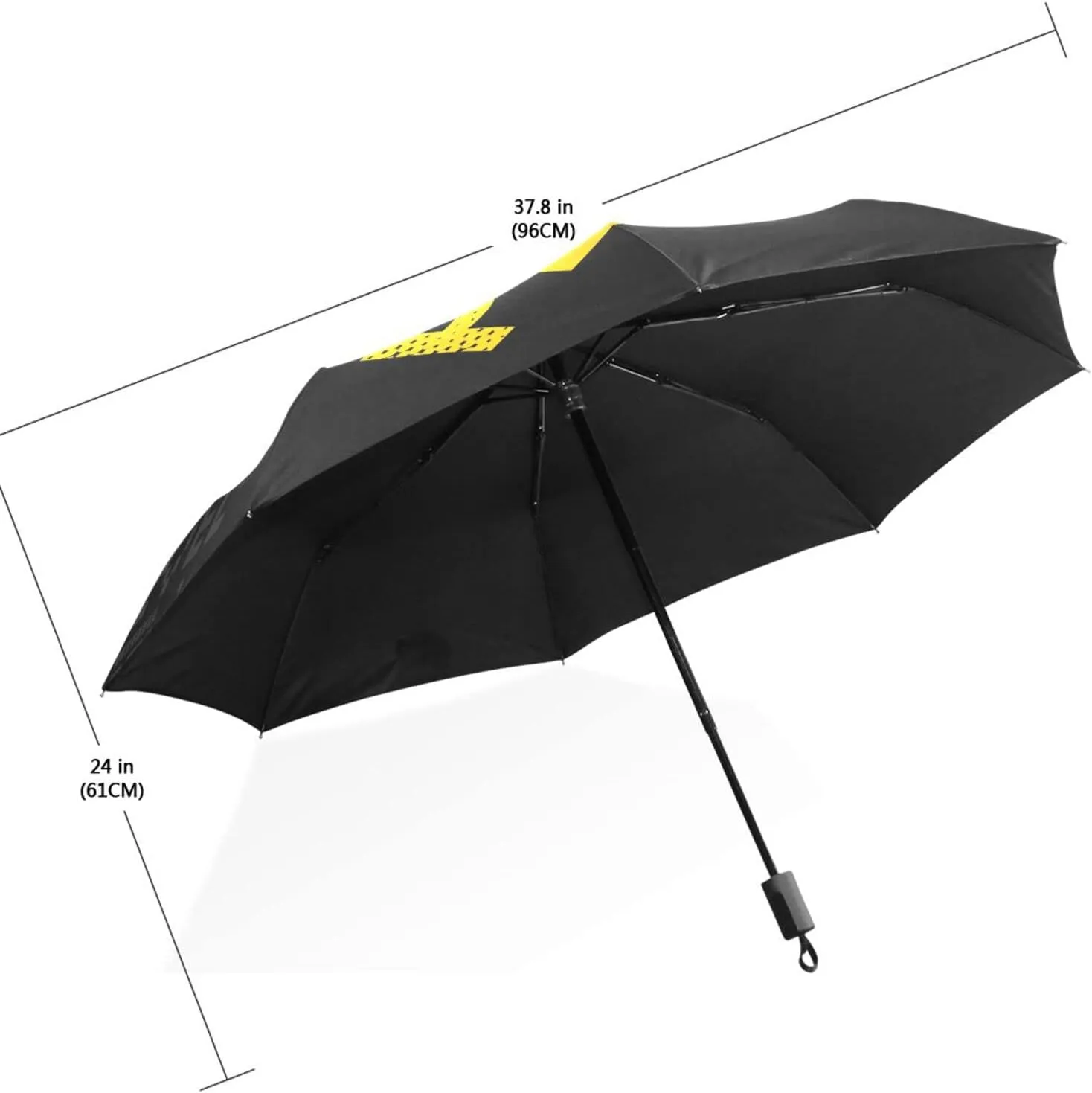Poeticcity Travel Umbrella, Hand Open Close Windproof Waterproof Folding Umbrella, Black Tape Compact Canopy Strong Anti UV Ray Parasol