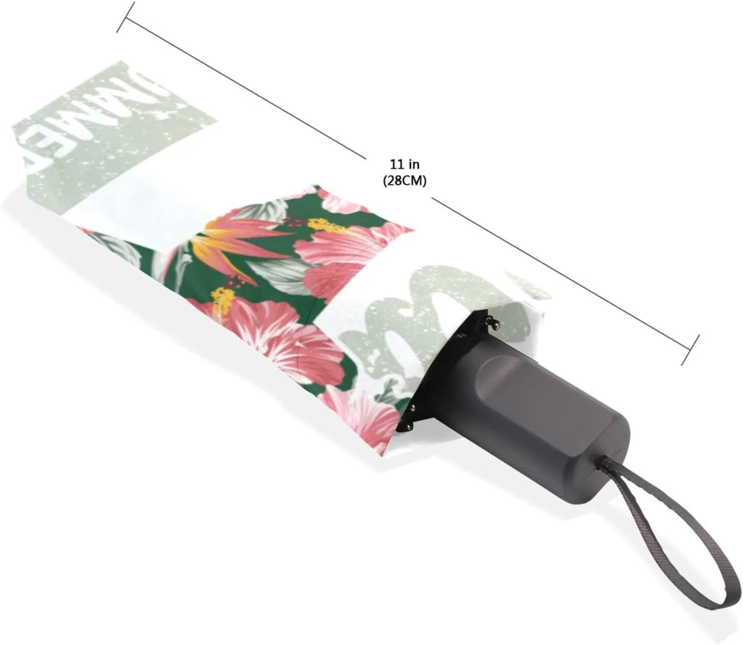 Poeticcity Travel Umbrella, Hand Open Close Windproof Waterproof Folding Umbrella, Black Tape Compact Canopy Strong Anti UV Ray Parasol