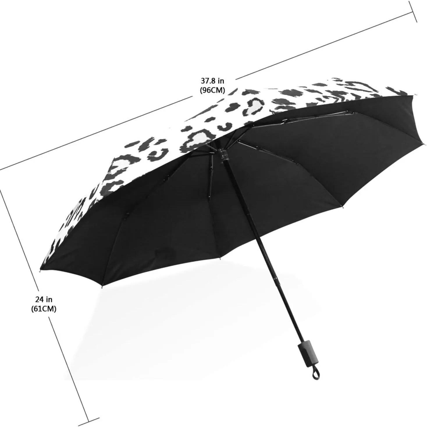 Poeticcity Travel Umbrella, Hand Open Close Windproof Waterproof Folding Umbrella, Black Tape Compact Canopy Strong Anti UV Ray Parasol