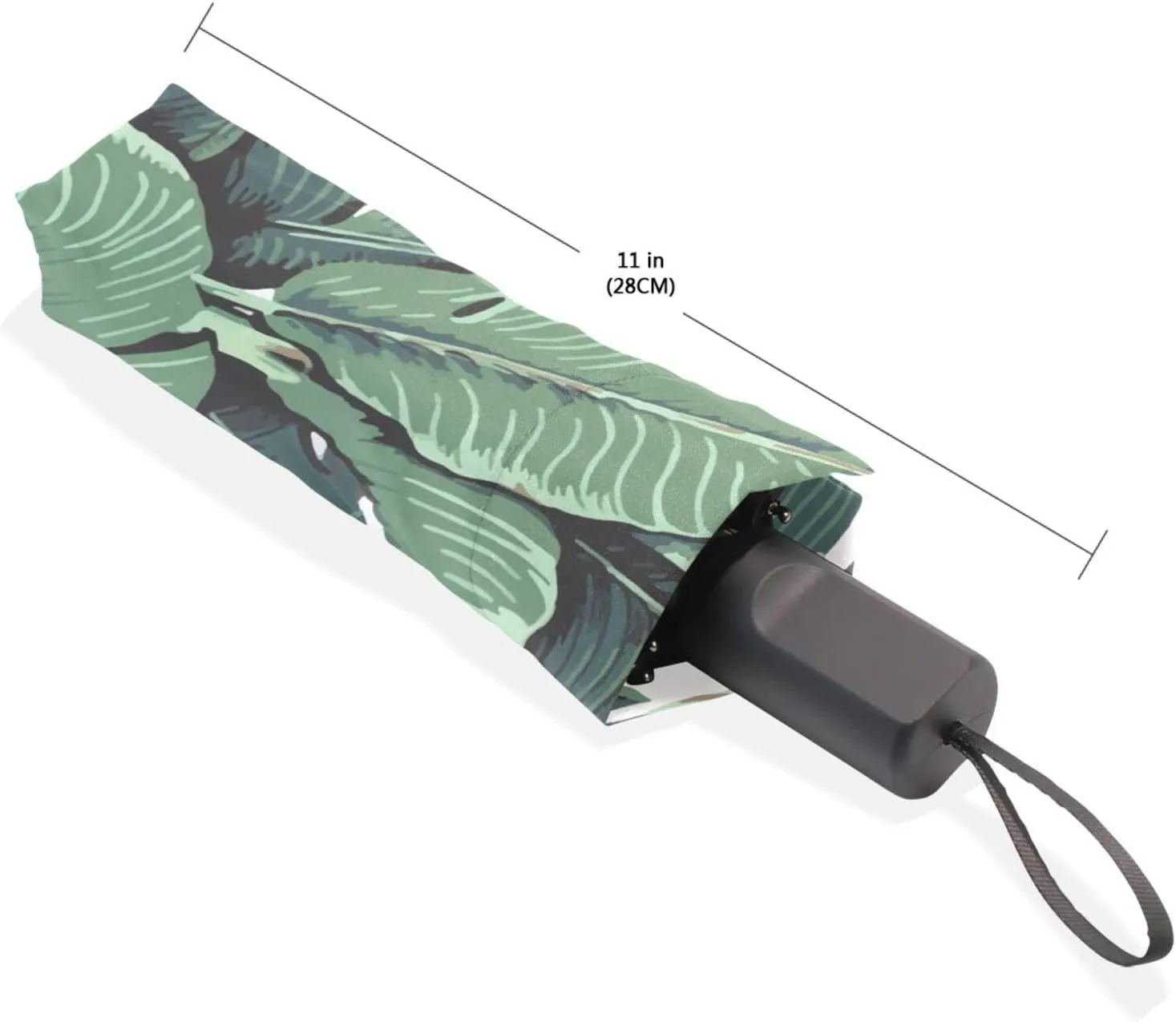 Poeticcity Travel Umbrella, Hand Open Close Windproof Waterproof Folding Umbrella, Black Tape Compact Canopy Strong Anti UV Ray Parasol