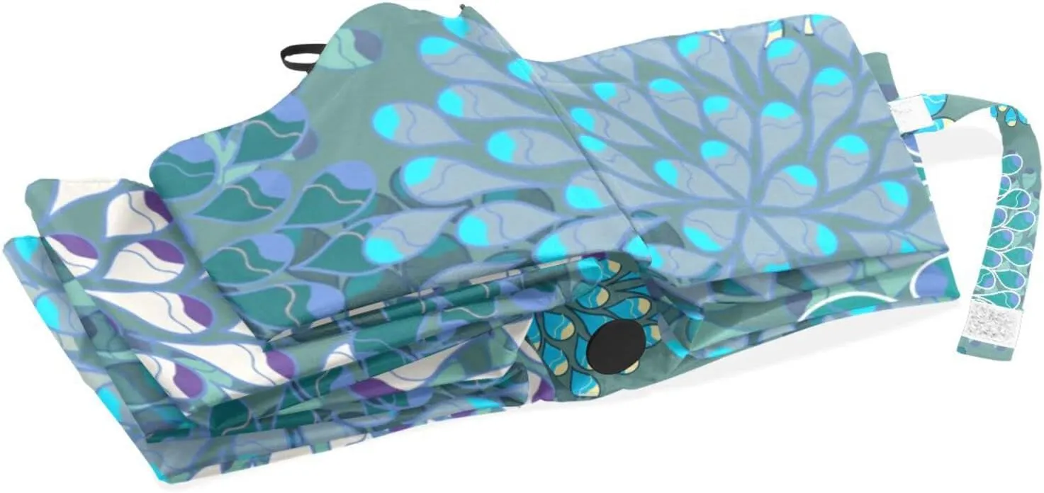 Poeticcity Travel Umbrella, Windproof Waterproof Folding Umbrella, Black Tape Compact Canopy Strong Anti UV Ray Parasol