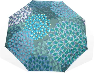 Poeticcity Travel Umbrella, Windproof Waterproof Folding Umbrella, Black Tape Compact Canopy Strong Anti UV Ray Parasol