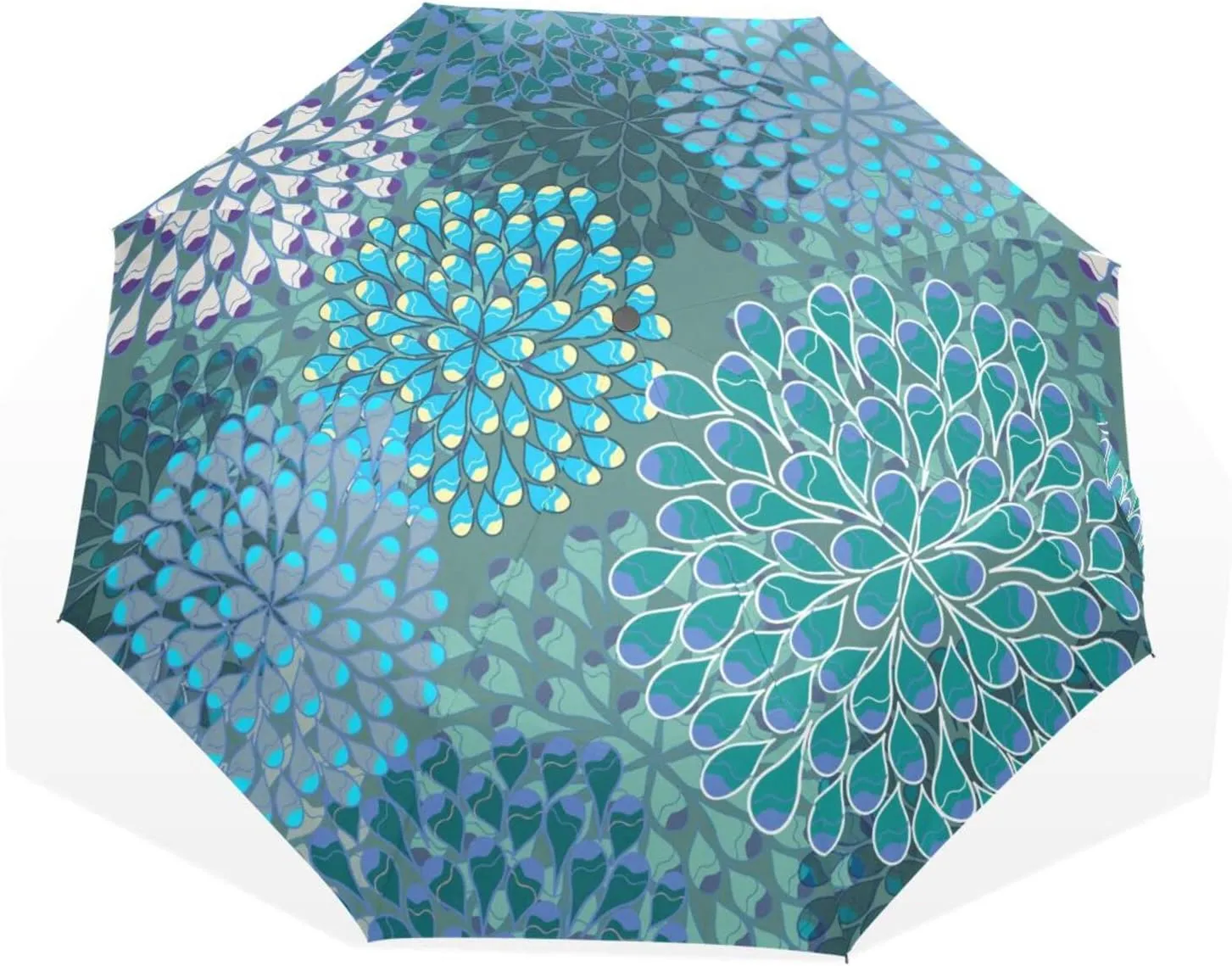 Poeticcity Travel Umbrella, Windproof Waterproof Folding Umbrella, Black Tape Compact Canopy Strong Anti UV Ray Parasol
