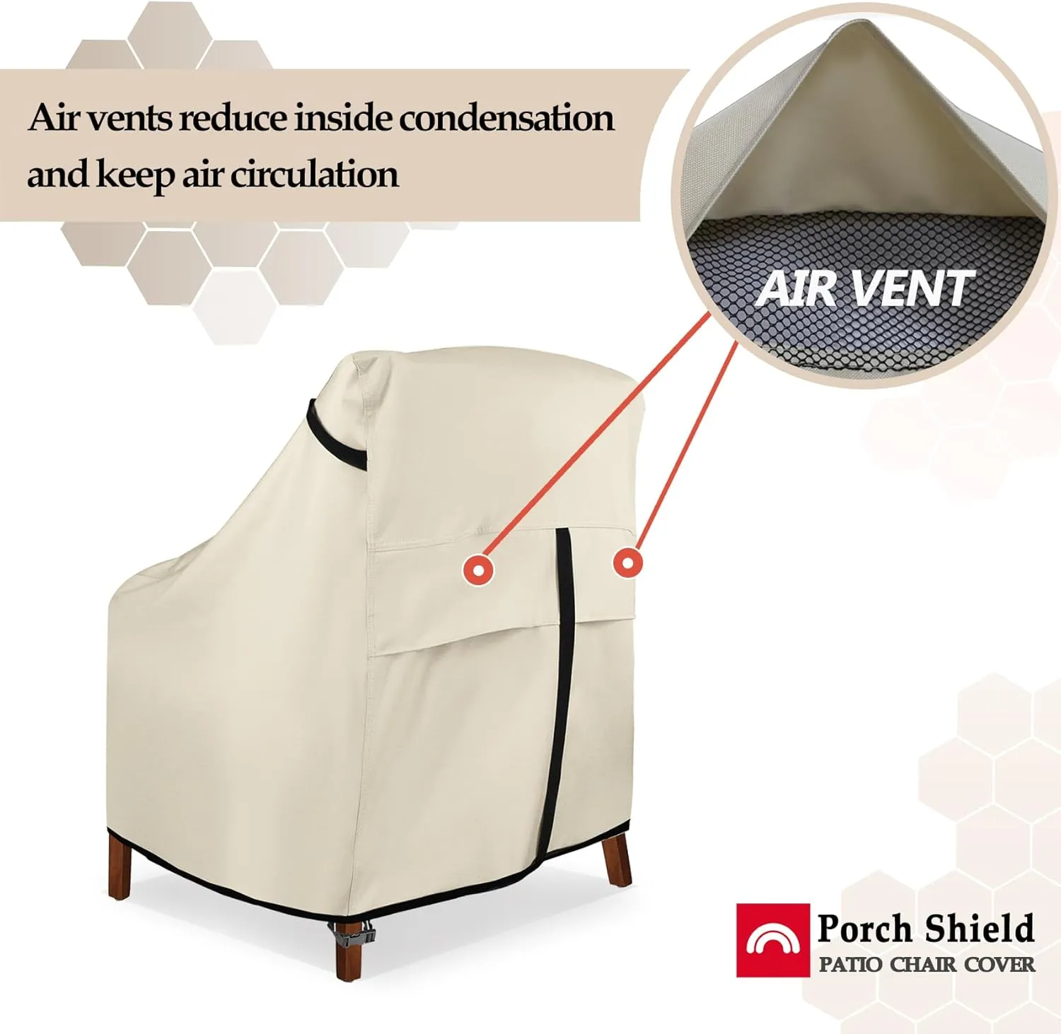 Porch Shield Patio Stackable Chair Covers - Waterproof Outdoor Stack of Chair Cover - 27W x 33D x 46H inch, Beige