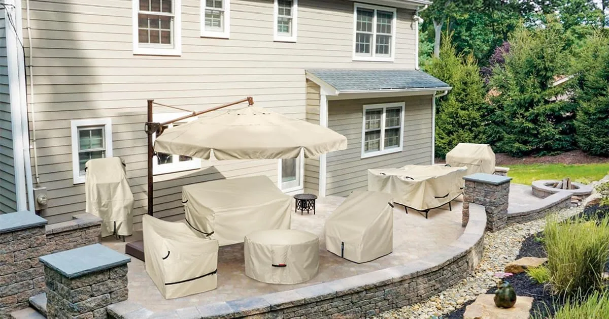Porch Shield Patio Stackable Chair Covers - Waterproof Outdoor Stack of Chair Cover - 27W x 33D x 46H inch, Beige