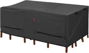 Porch Shield Patio Table Cover - Waterproof Outdoor Dining Table and Chairs Furniture Set Cover Rectangular - 108 x 70 inch, Black