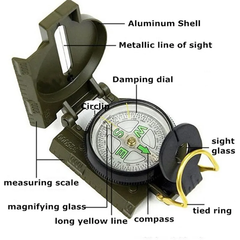 Portable Army Green Folding Compass