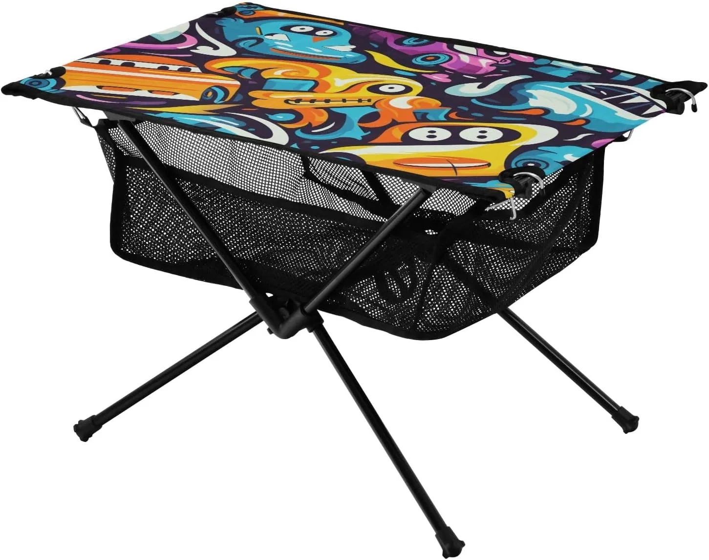 Portable Camping Table Ghost Racing Pattern Outdoor Foldable Camp Tables for Outside, Camping, Hiking, Tailgating