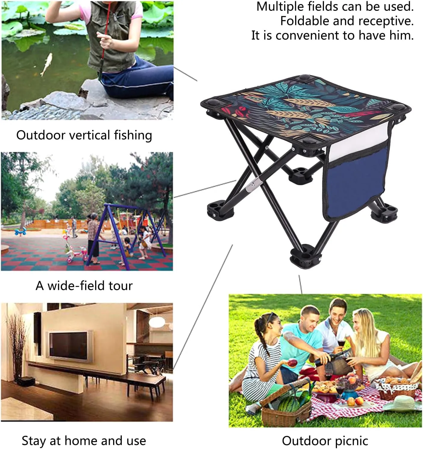 Portable Folding Camping Stool Outdoor Camp Stool Comfortable Seat for Outdoor Activities and Picnics