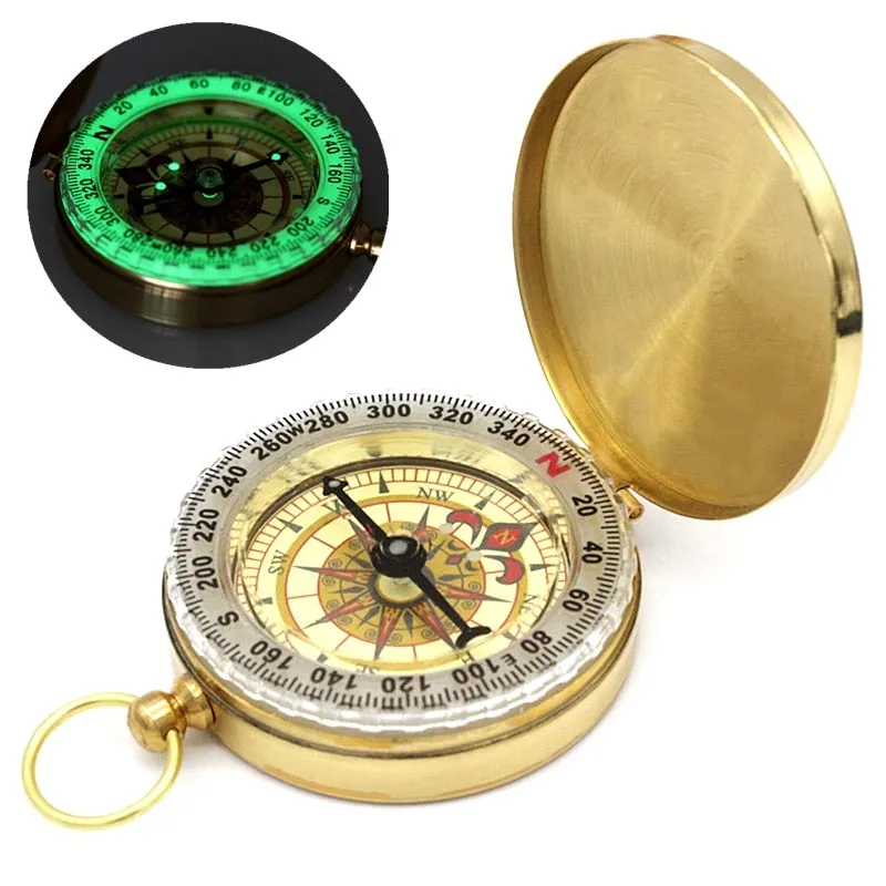 Portable Golden Brass Navigation Compass