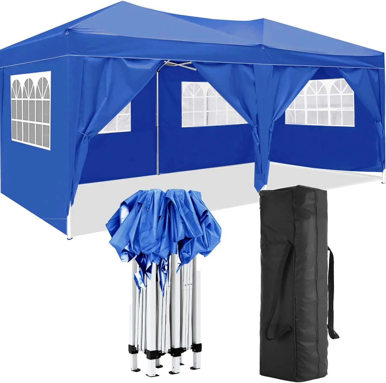 Portable Outdoor Folding Canopy for Essential Shelter, Waterproof with Removable Sidewalls, Parties, Events, and Camping
