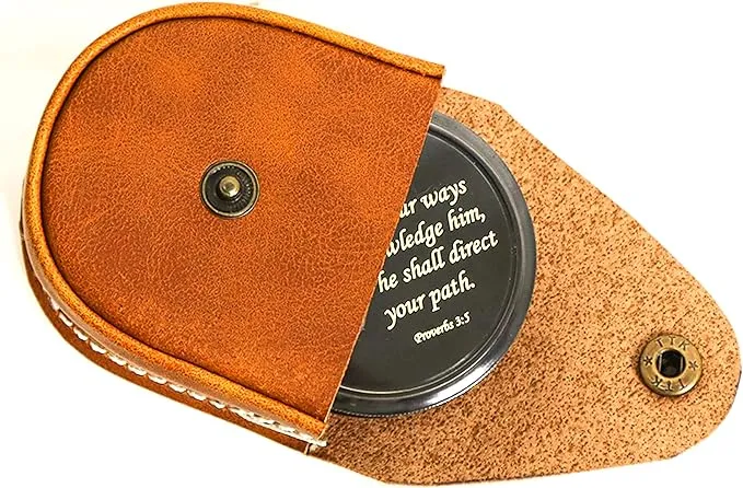 PORTHO Poem Compass| Black Antique Finish| Unique Message Print on top| Inside Poem Engraving by Robert Frost| Strong Leather Case| Unique Gift for Loved ones| Camping, Hiking