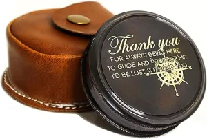 PORTHO Poem Compass| Black Antique Finish| Unique Message Print on top| Inside Poem Engraving by Robert Frost| Strong Leather Case| Unique Gift for Loved ones| Camping, Hiking