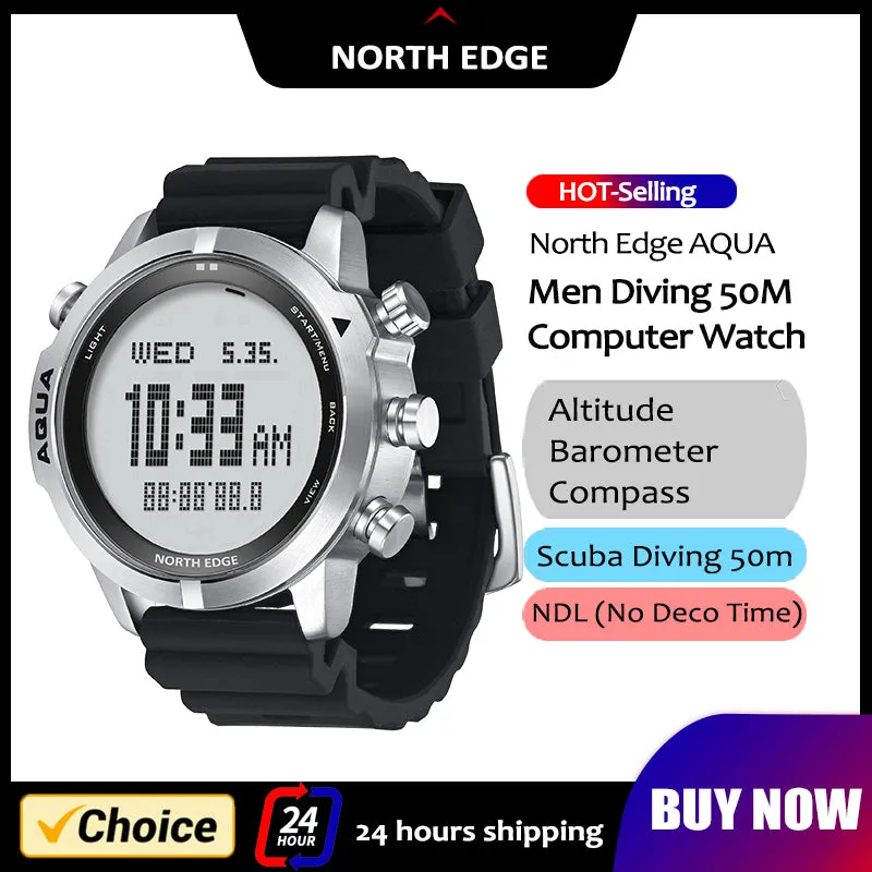 Premium Dive Smart Watch for Men – 50M Waterproof, Altimeter, Barometer, Compass, Diving Log, Free Diving Mode, Step Counter, Stopwatch, Air Pressure, CR2450 Battery