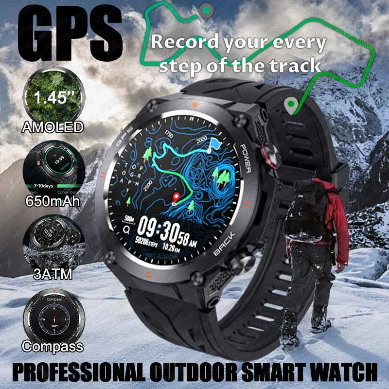 Premium Dive Smart Watch for Men – 50M Waterproof, Altimeter, Barometer, Compass, Diving Log, Free Diving Mode, Step Counter, Stopwatch, Air Pressure, CR2450 Battery