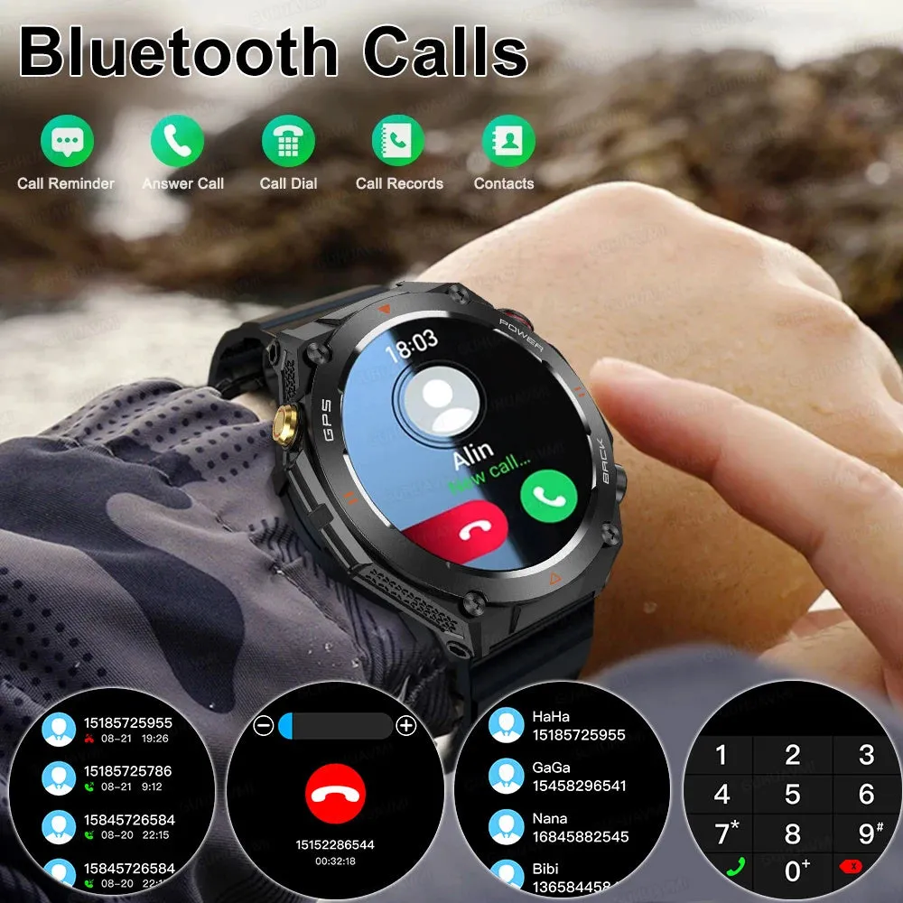 Premium Dive Smart Watch for Men – 50M Waterproof, Altimeter, Barometer, Compass, Diving Log, Free Diving Mode, Step Counter, Stopwatch, Air Pressure, CR2450 Battery