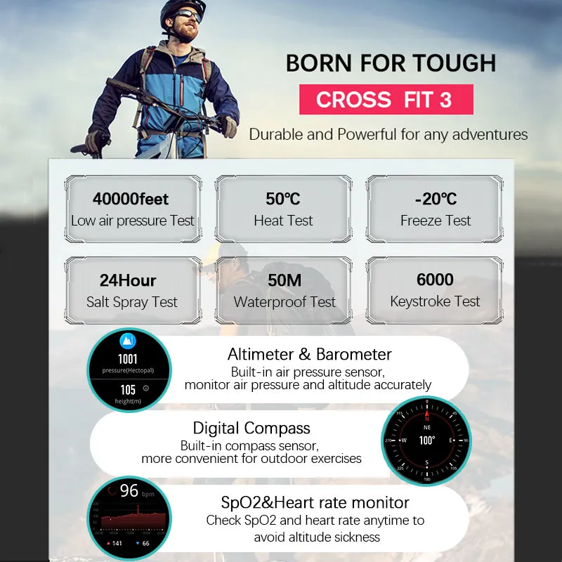 Premium Dive Smart Watch for Men – 50M Waterproof, Altimeter, Barometer, Compass, Diving Log, Free Diving Mode, Step Counter, Stopwatch, Air Pressure, CR2450 Battery