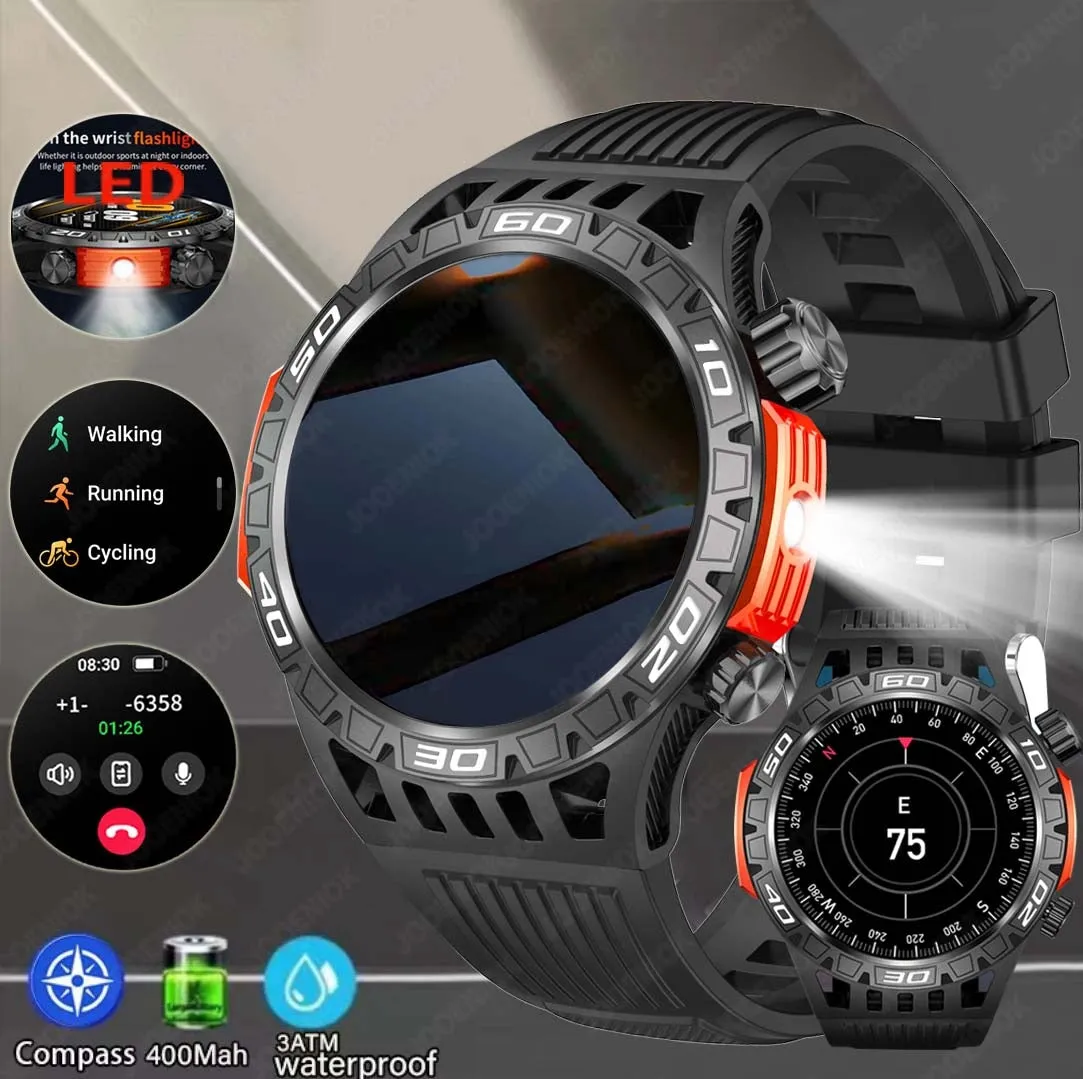 Premium Fitness Smart Watch for Men – 1.46" Display, Heart Rate Monitor, Blood Pressure, IP68 Waterproof, Bluetooth Calling, Sports Tracker, Compass
