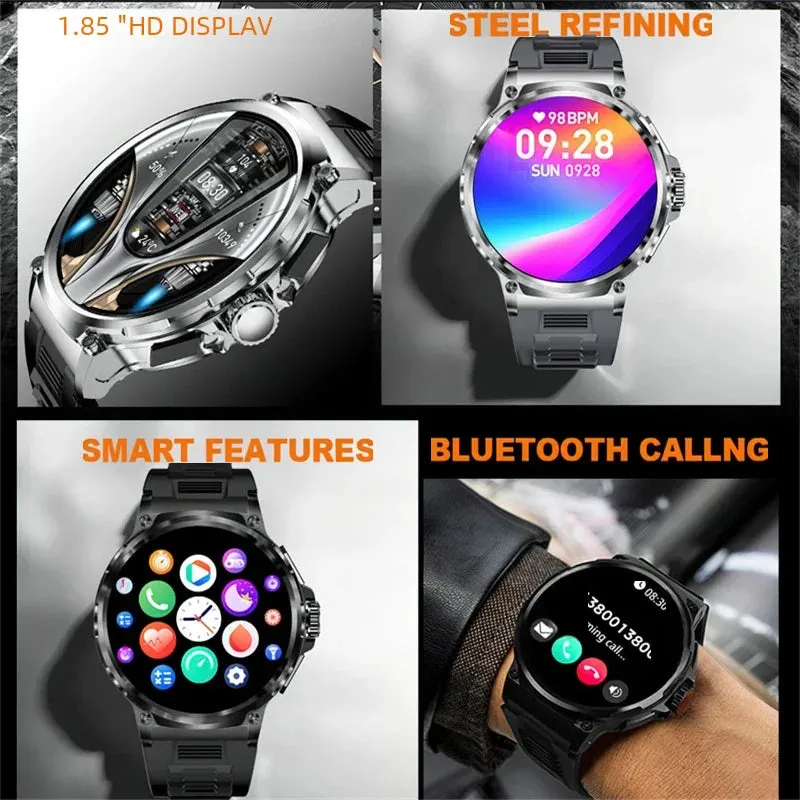 Premium Fitness Smart Watch for Men – 1.46" Display, Heart Rate Monitor, Blood Pressure, IP68 Waterproof, Bluetooth Calling, Sports Tracker, Compass