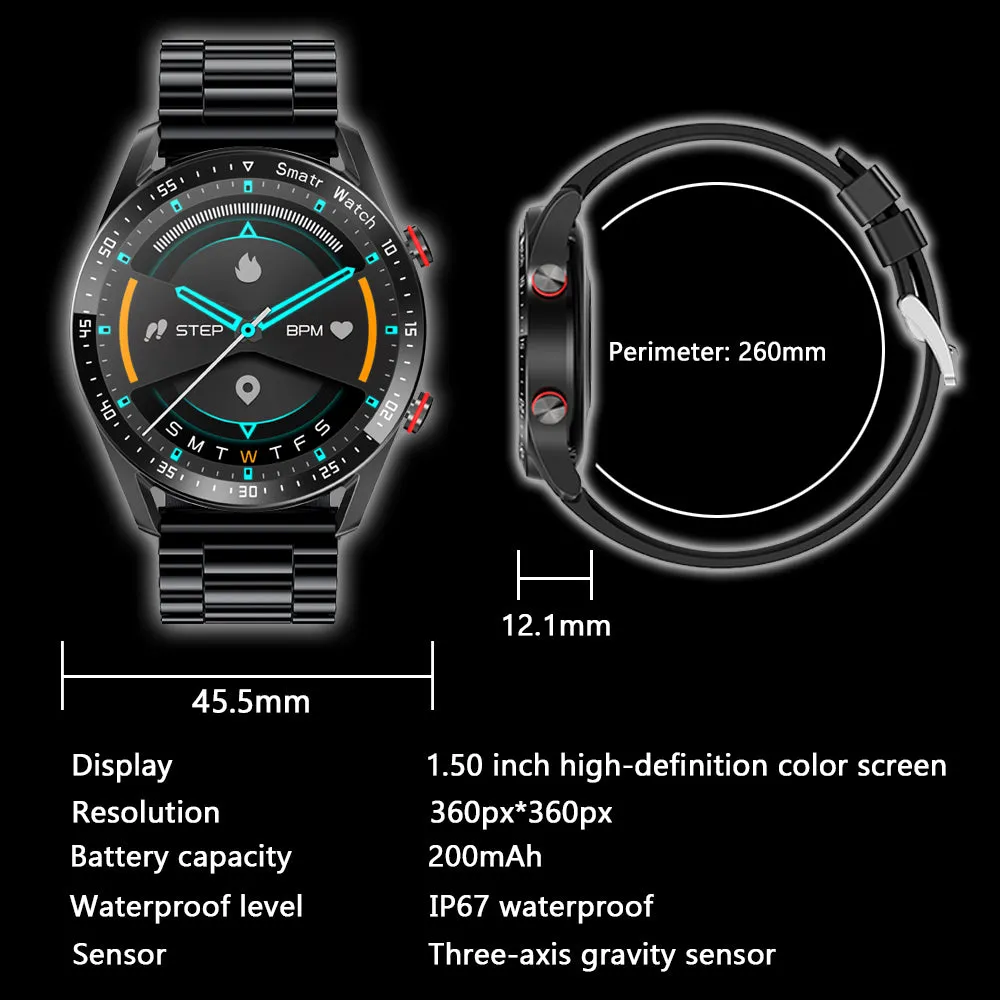 Premium Fitness Smart Watch for Men – 1.46" Display, Heart Rate Monitor, Blood Pressure, IP68 Waterproof, Bluetooth Calling, Sports Tracker, Compass