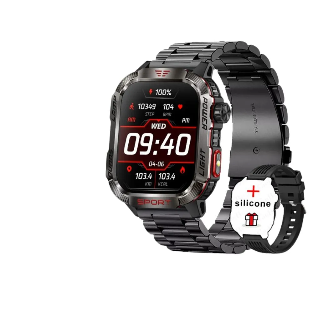 Premium GPS Smartwatch for Men – 2.01" HD Display, Waterproof, Bluetooth Calling, Compass, Flashlight, Fitness Tracker, 600mAh Battery, Outdoor Sport Mode