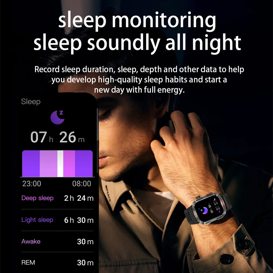 Premium GPS Smartwatch for Men – 2.01" HD Display, Waterproof, Bluetooth Calling, Compass, Flashlight, Fitness Tracker, 600mAh Battery, Outdoor Sport Mode