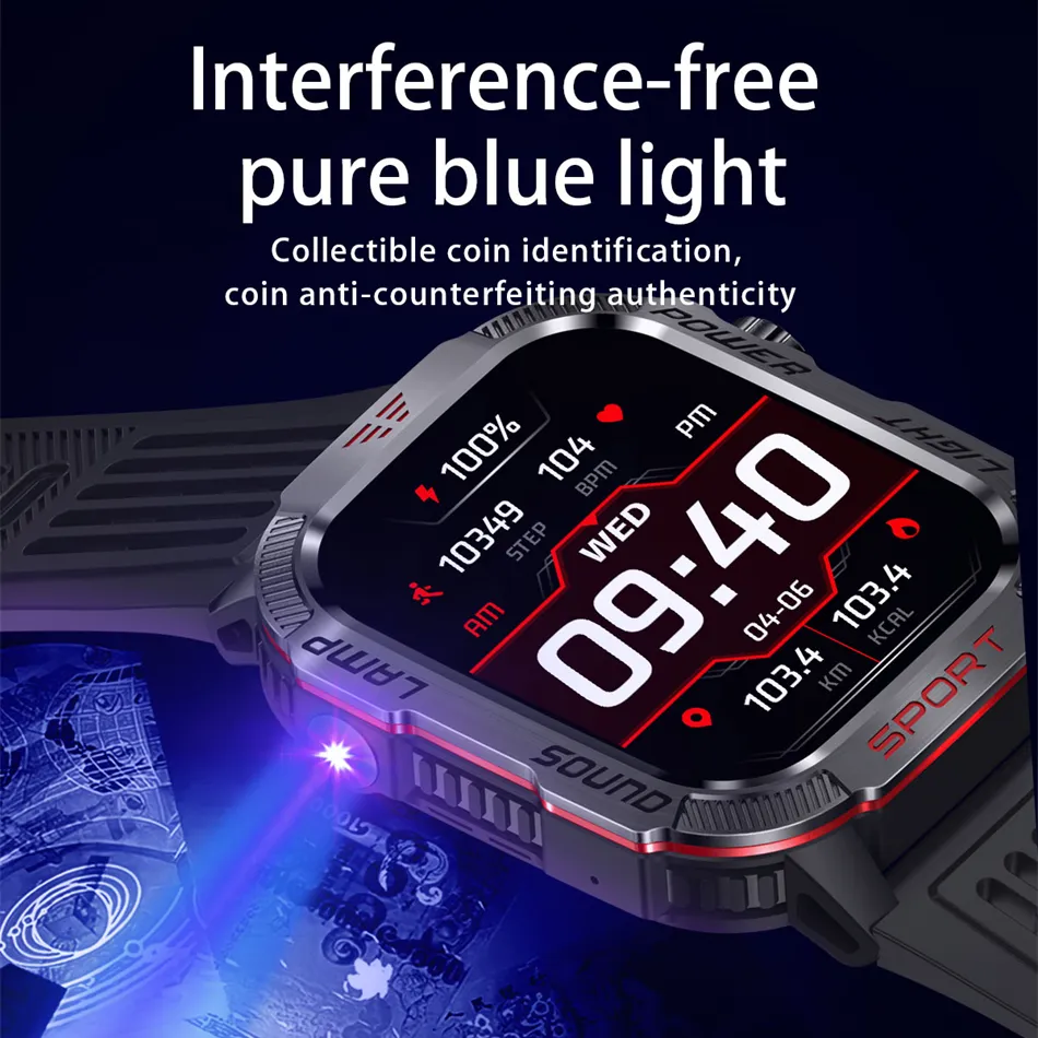 Premium GPS Smartwatch for Men – 2.01" HD Display, Waterproof, Bluetooth Calling, Compass, Flashlight, Fitness Tracker, 600mAh Battery, Outdoor Sport Mode