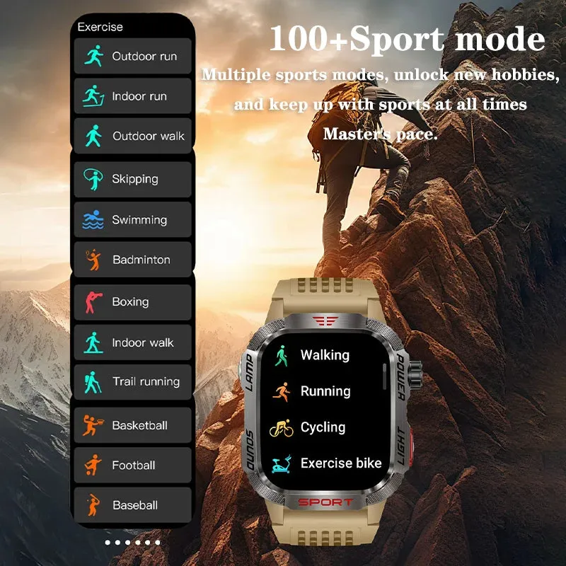 Premium GPS Smartwatch for Men – 2.01" HD Display, Waterproof, Bluetooth Calling, Compass, Flashlight, Fitness Tracker, 600mAh Battery, Outdoor Sport Mode
